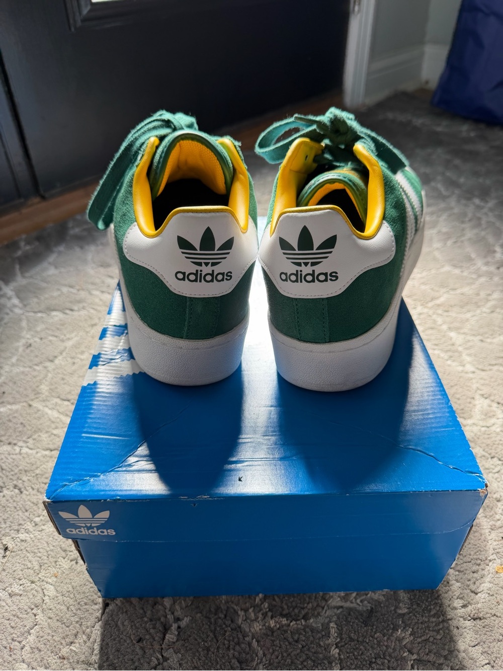 adidas Green Suede Sneakers with Yellow Lining